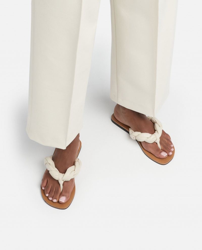 White Flattered Blanche Leather Shoes Sandals | UAUTG73779