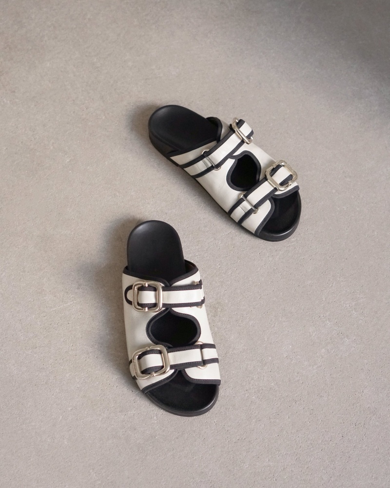 White Flattered Bono Leather Shoes Sandals | AUJVR35174