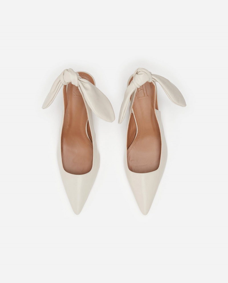 White Flattered Franchesca Leather Shoes Heels | SAUVO41233