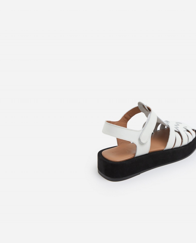 White Flattered Gigi Leather Shoes Sandals | AUJBT52854