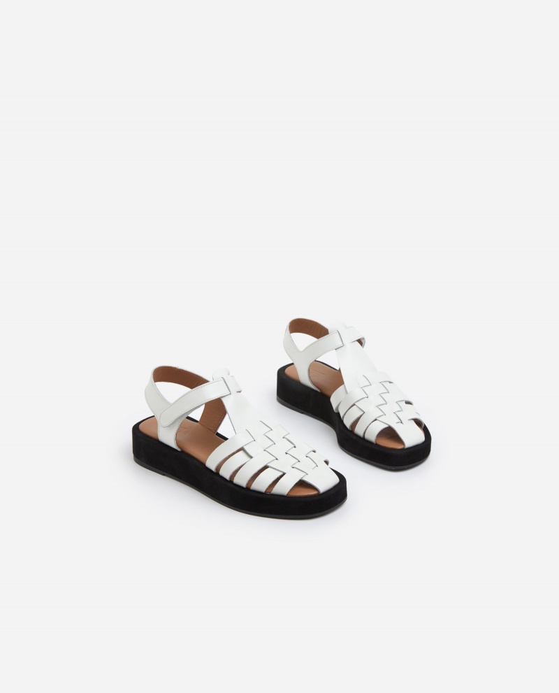 White Flattered Gigi Leather Shoes Sandals | AUJBT52854