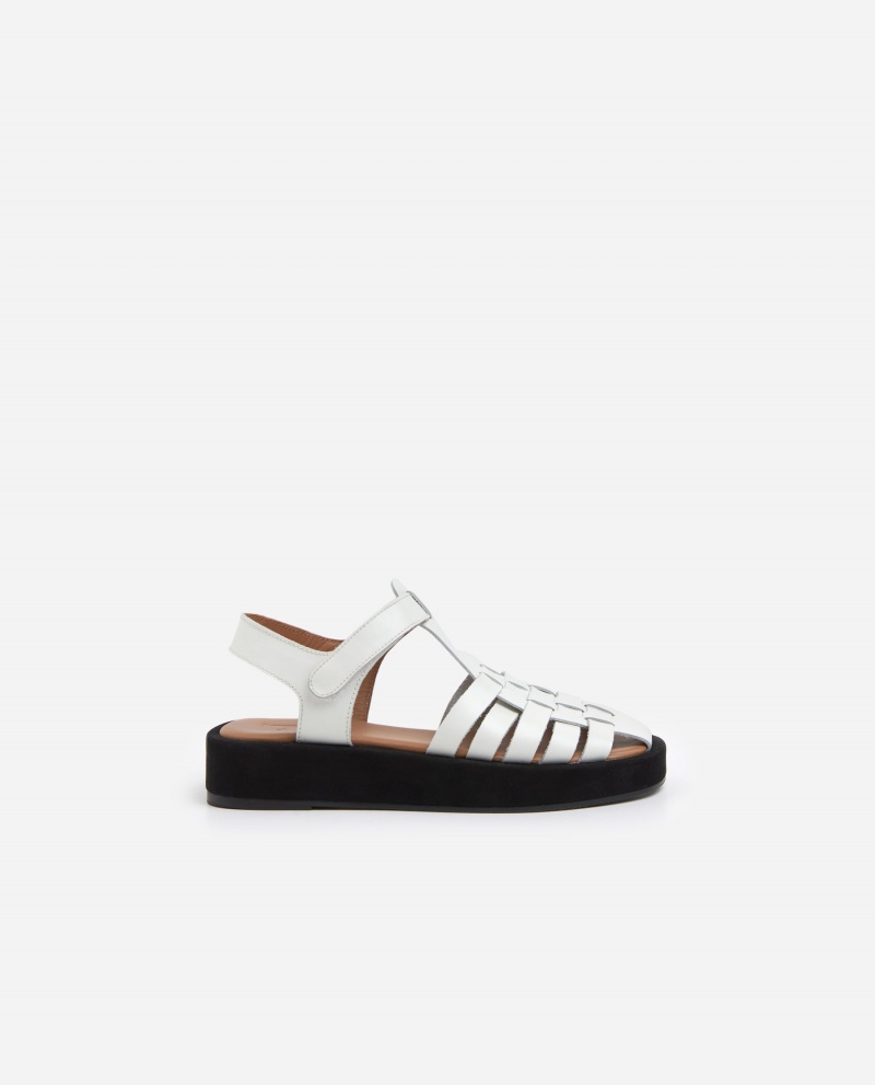 White Flattered Gigi Leather Shoes Sandals | AUJBT52854