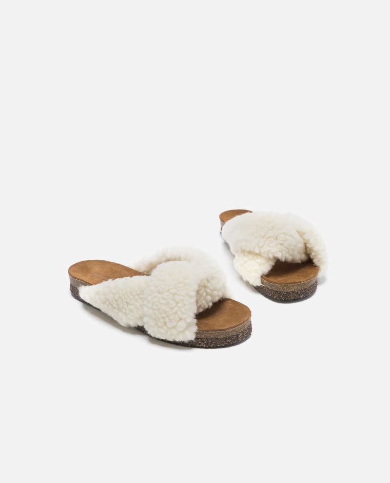 White Flattered Lou Teddy Shoes Sandals | XAUGW29826