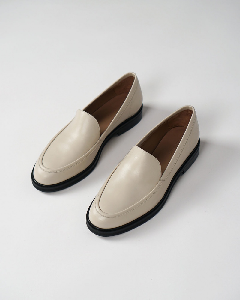 White Flattered Sanna Leather Shoes Loafers | YAUVQ22156